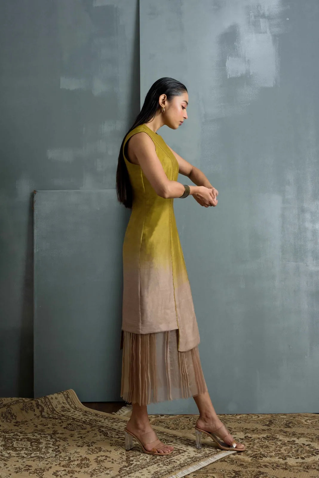 silk dress with organza detail, image 3