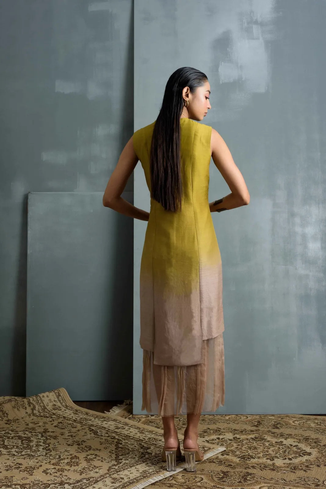 silk dress with organza detail, image 4