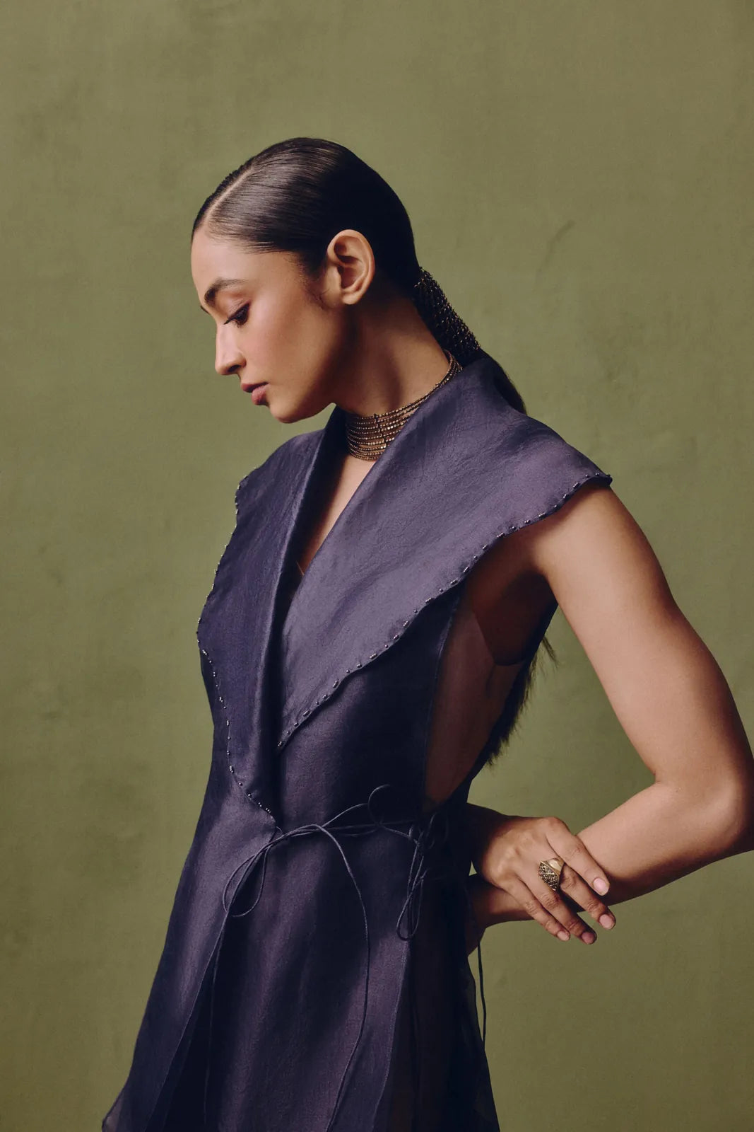 silk dress with organza overlay, image 2