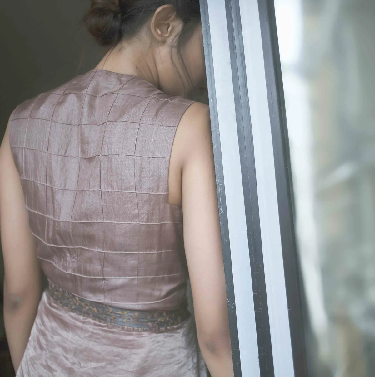 silk embroidered dress and wrap skirt, image 3