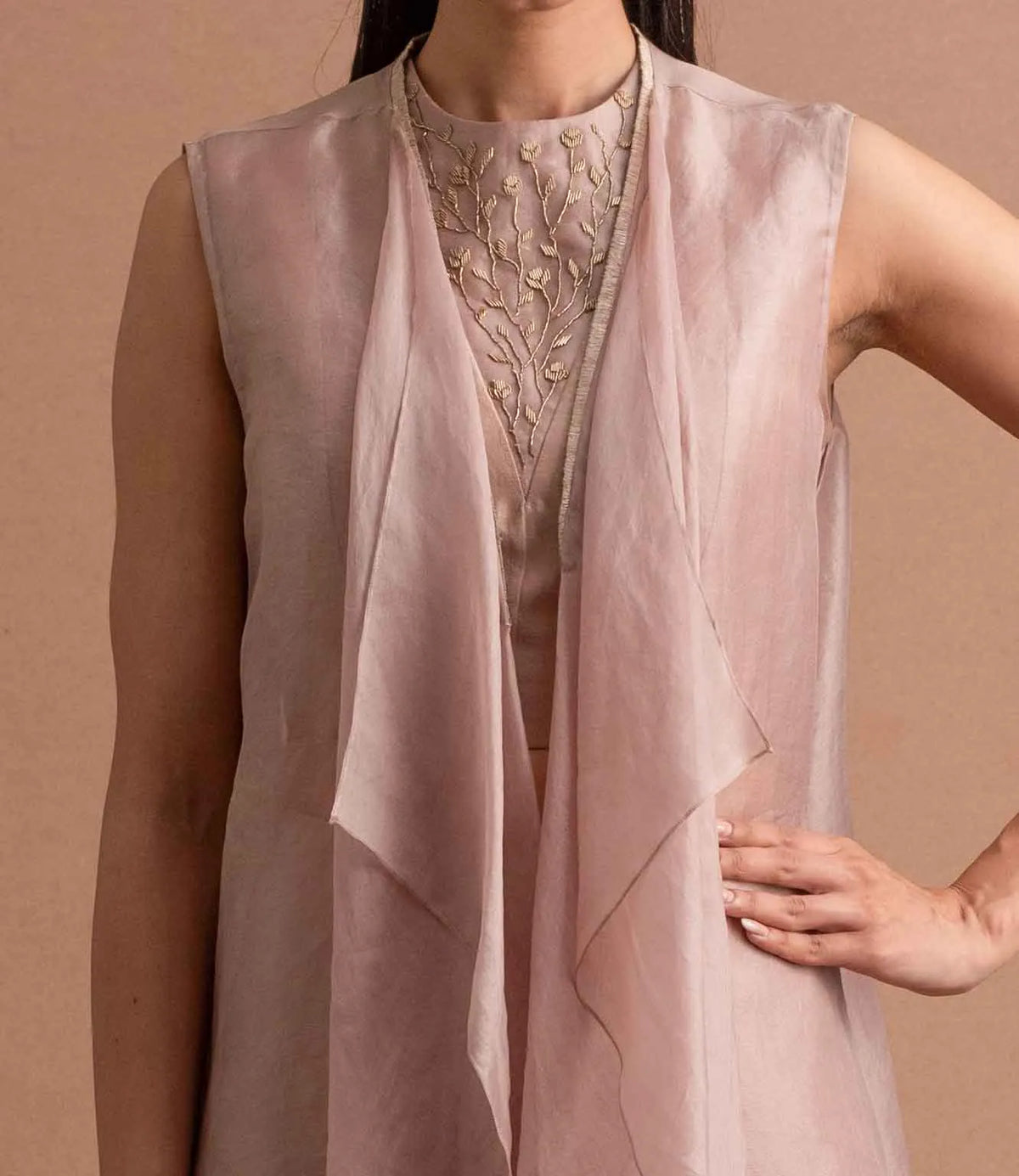 silk jacket and flared pant set, image 2