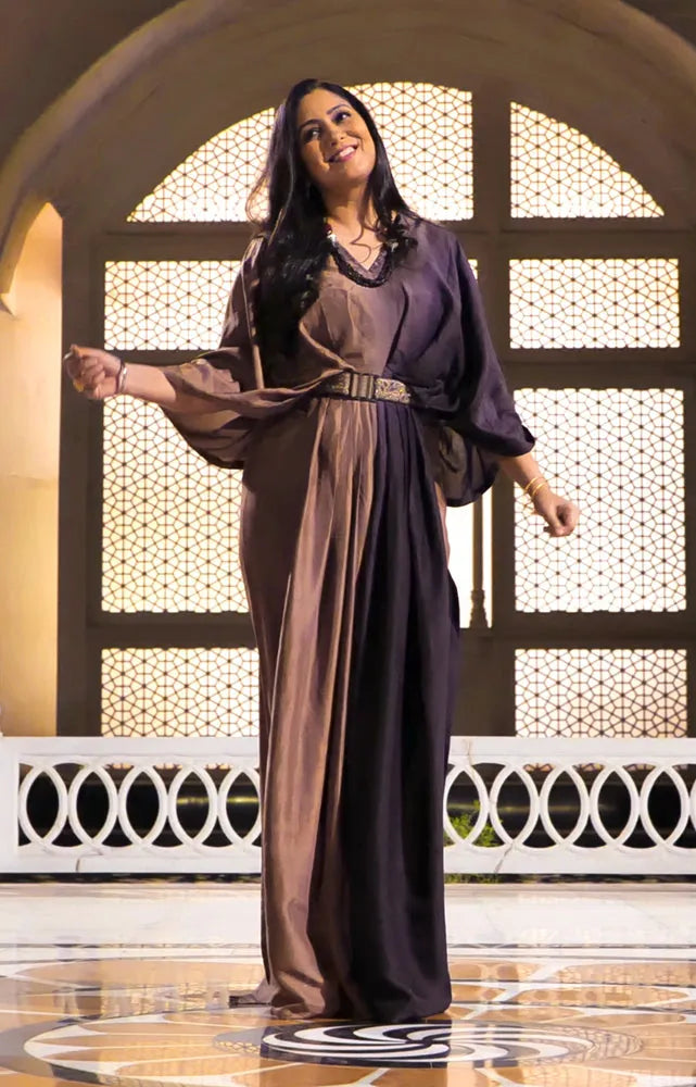 silk ombre cape set with belt, image 1