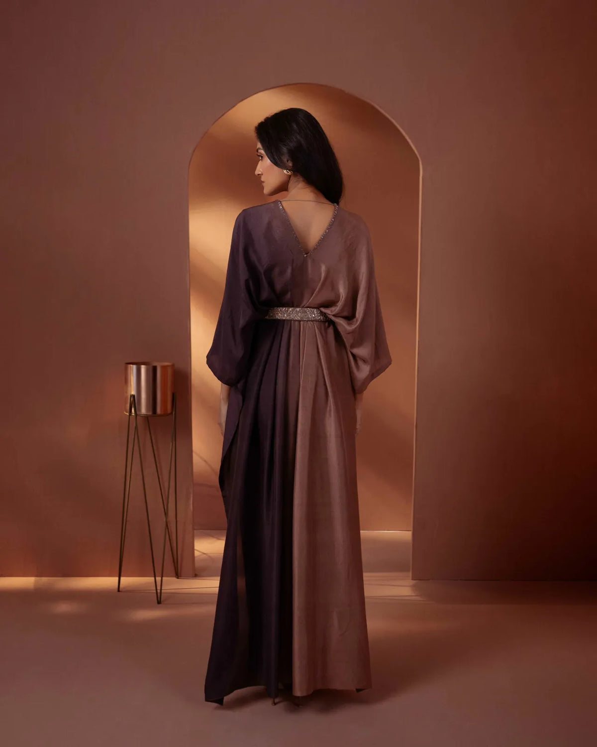 silk ombre cape set with belt, image 4