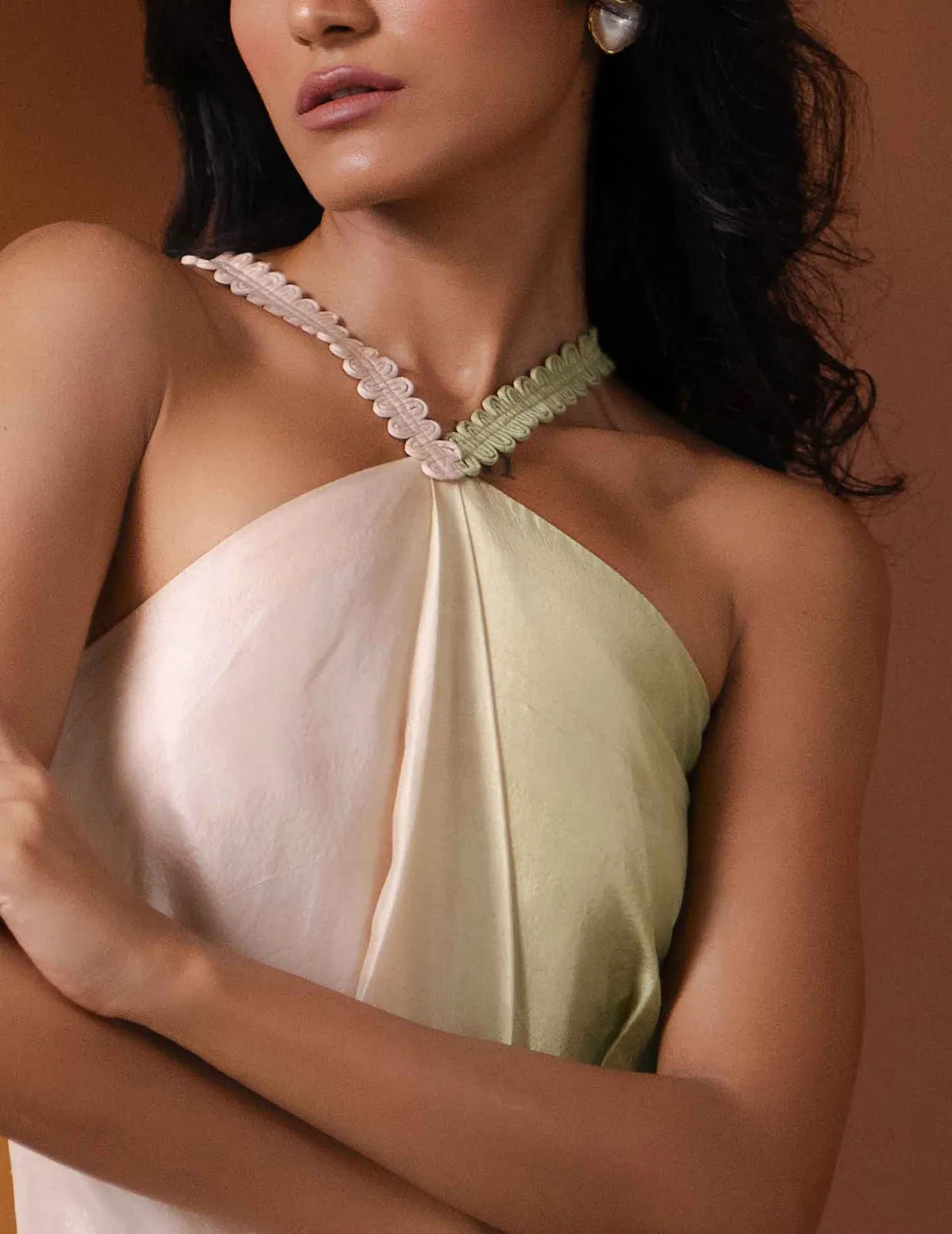 silk ombre dress with neckline detail, image 3