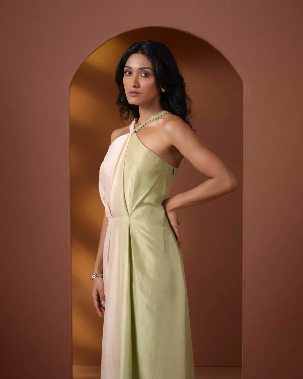silk ombre dress with neckline detail, image 4