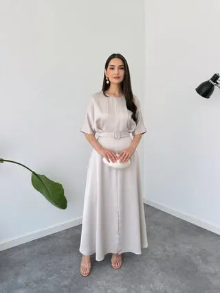 soft elegance belted dress, image 1