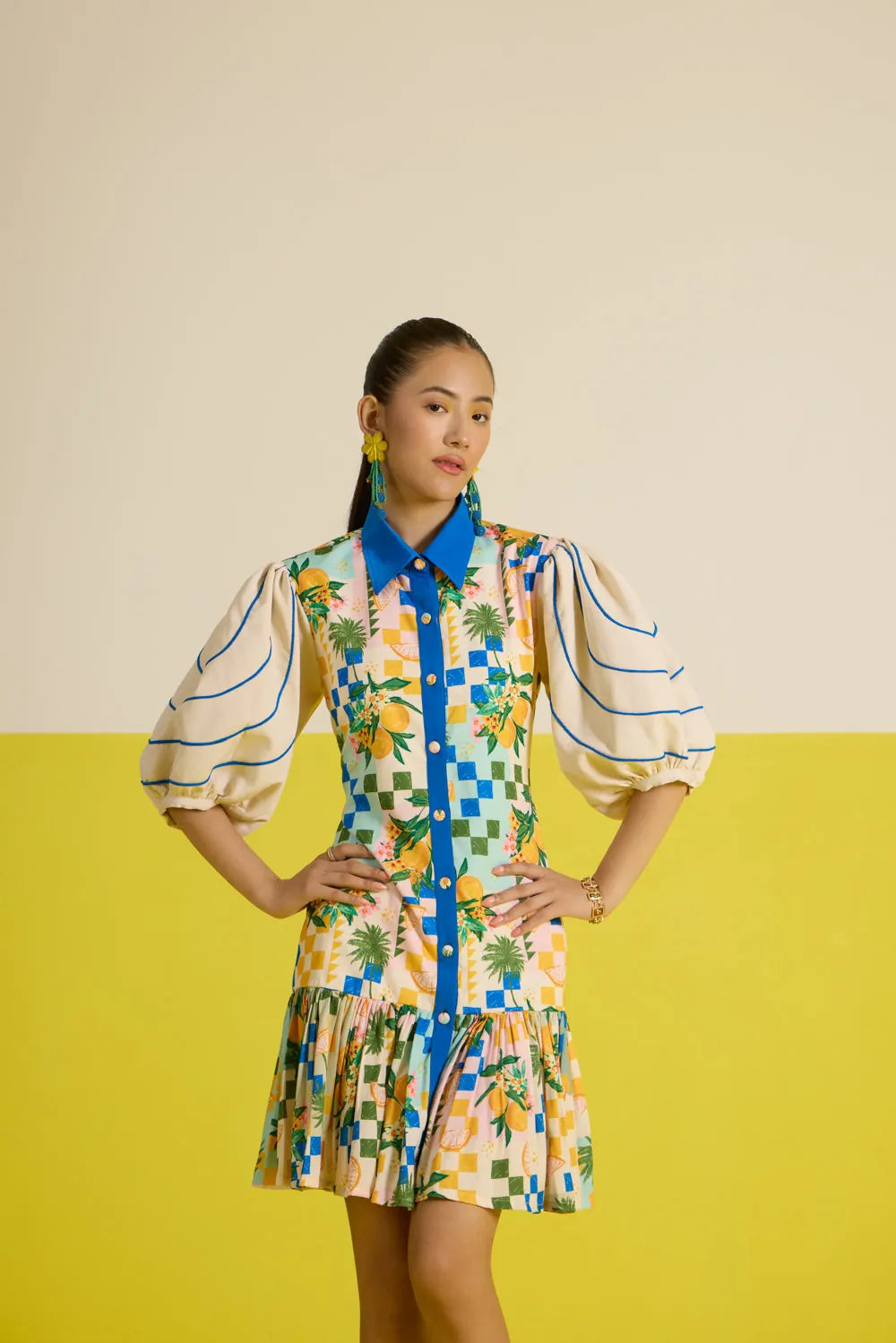 sorrento puffed sleeve shirt dress, image 1