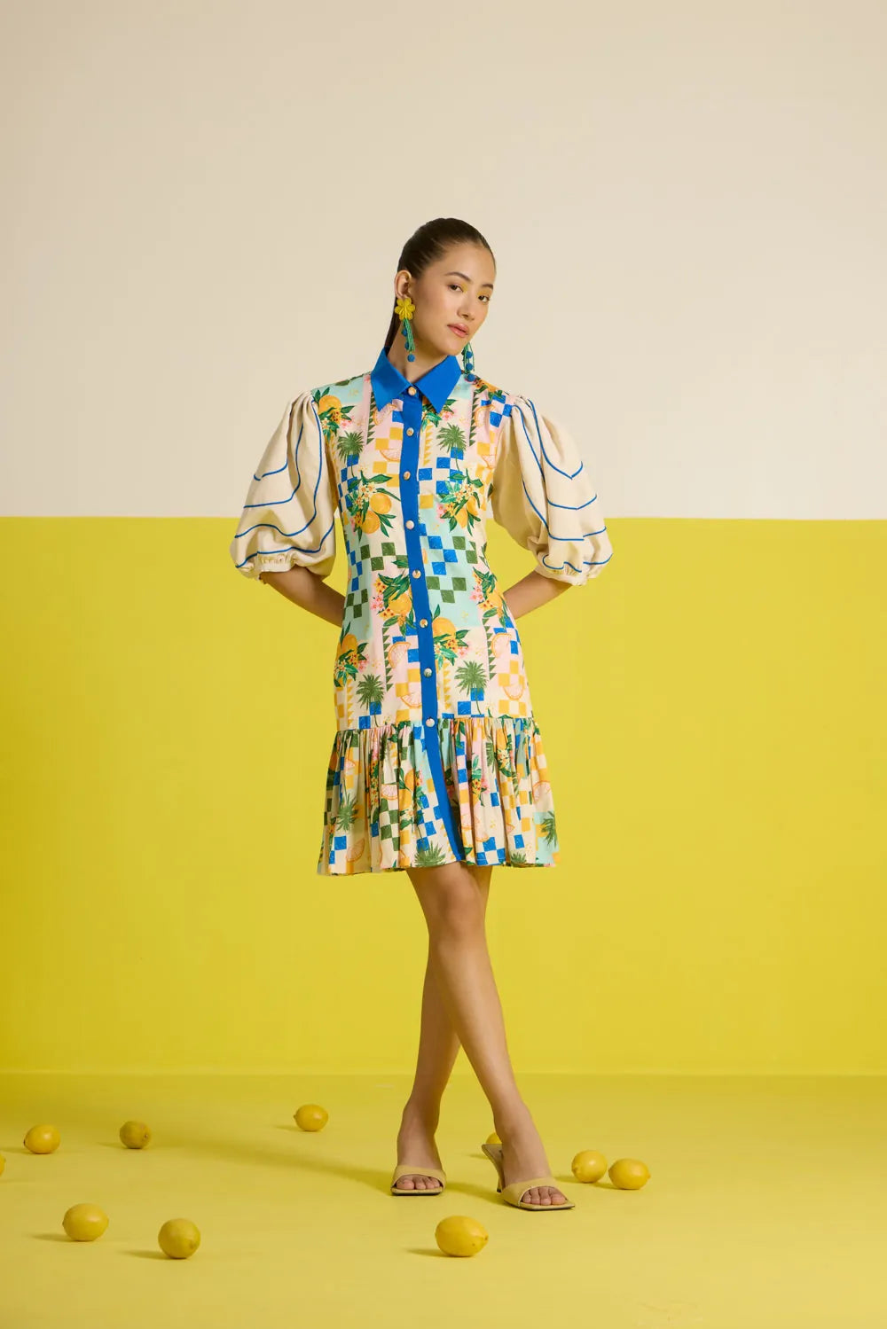 sorrento puffed sleeve shirt dress, image 3