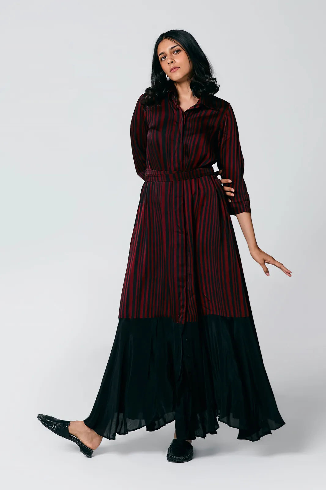 stripes dress with belt, image 18