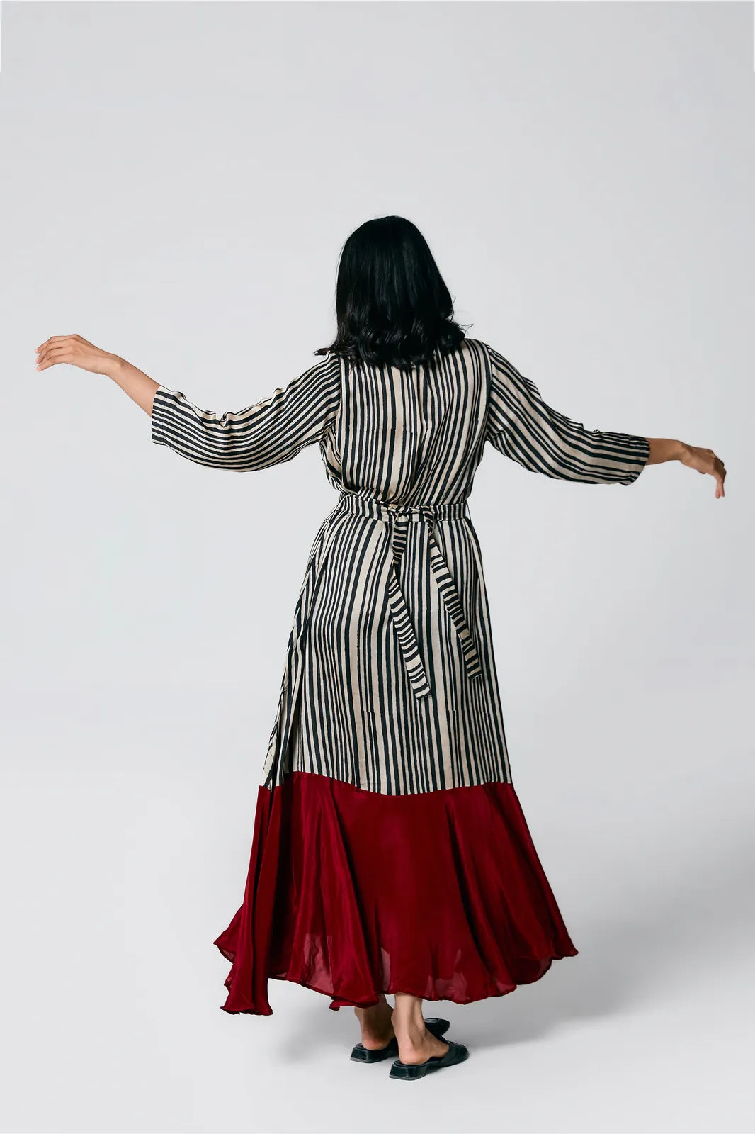 stripes dress with belt, image 3