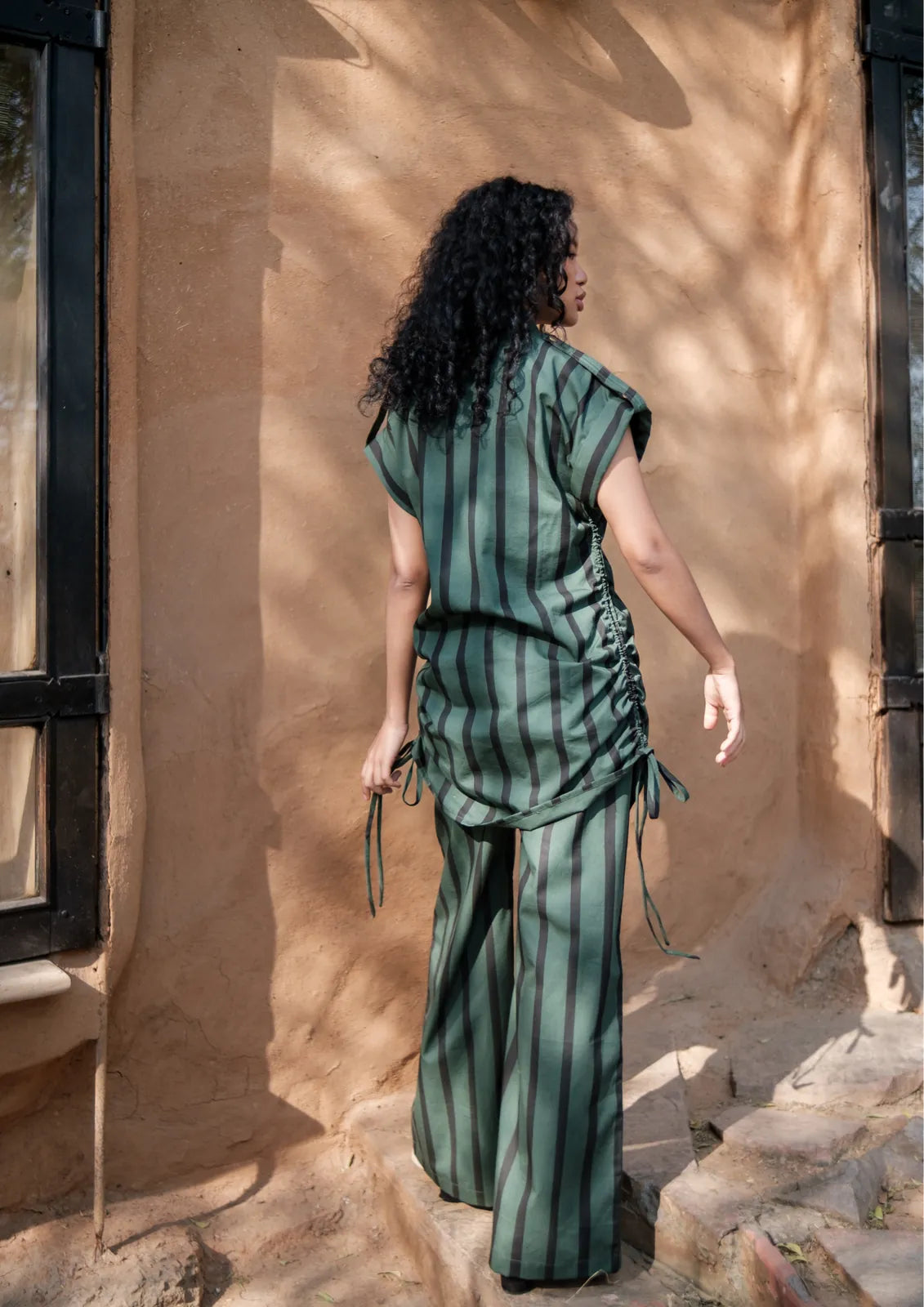 sunrise gather dress - striped, image 3