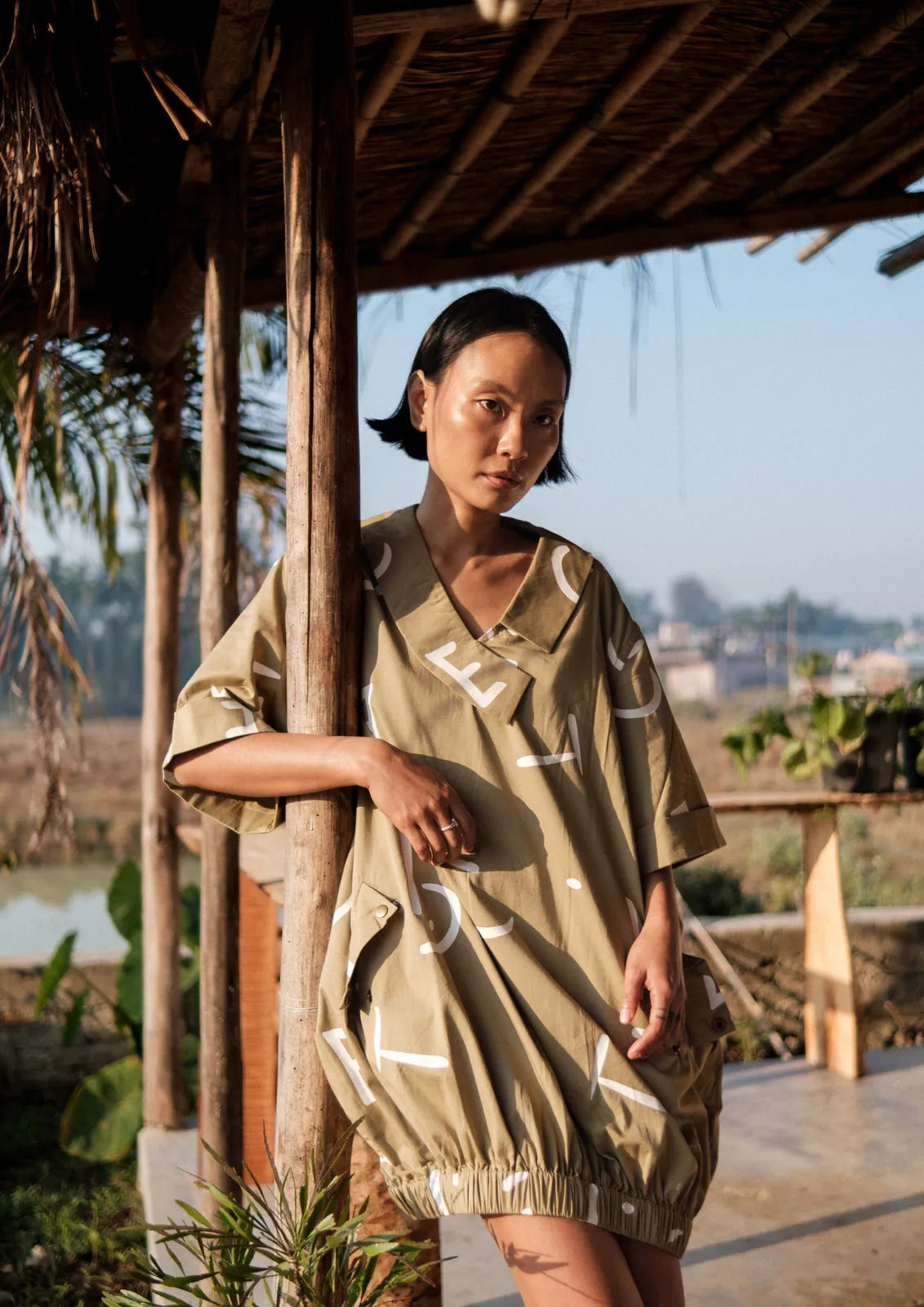 sydney shift dress - line printed, image 1