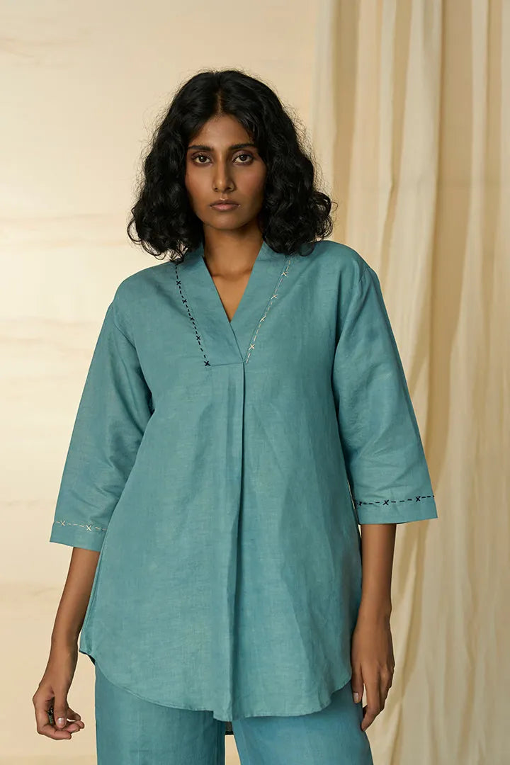 Tempest Hemp Cotton V Neck Top