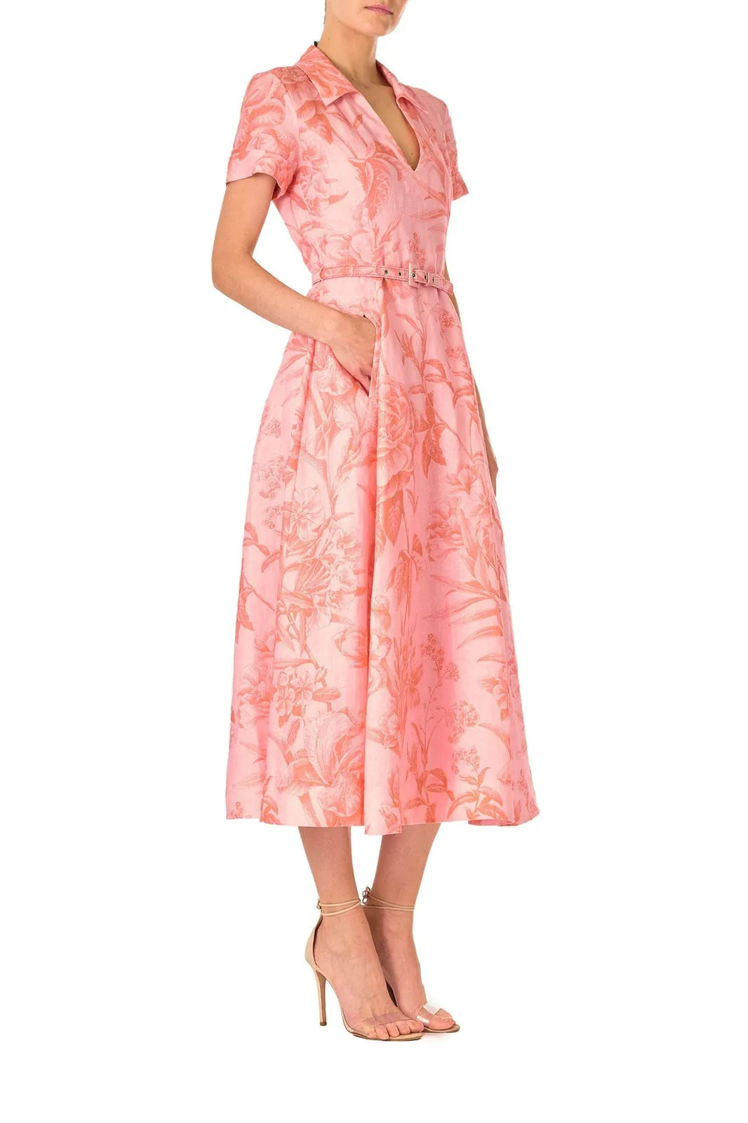 tropical rose shirt midi dress, image 3