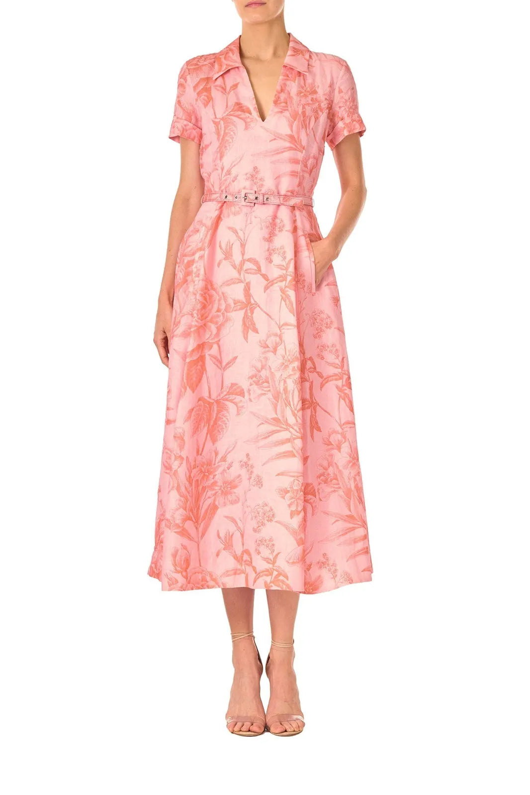 tropical rose shirt midi dress, image 4