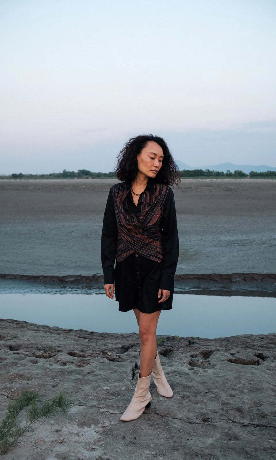 upcycled seattle wrap dress - black copper, image 3