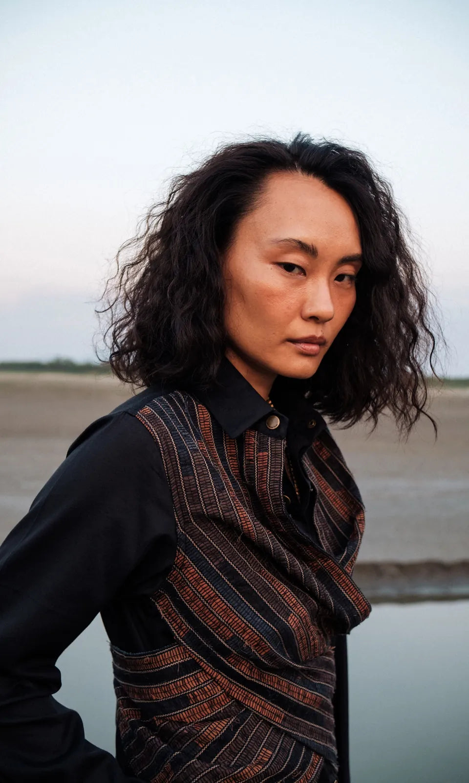 upcycled seattle wrap dress - black copper, image 4