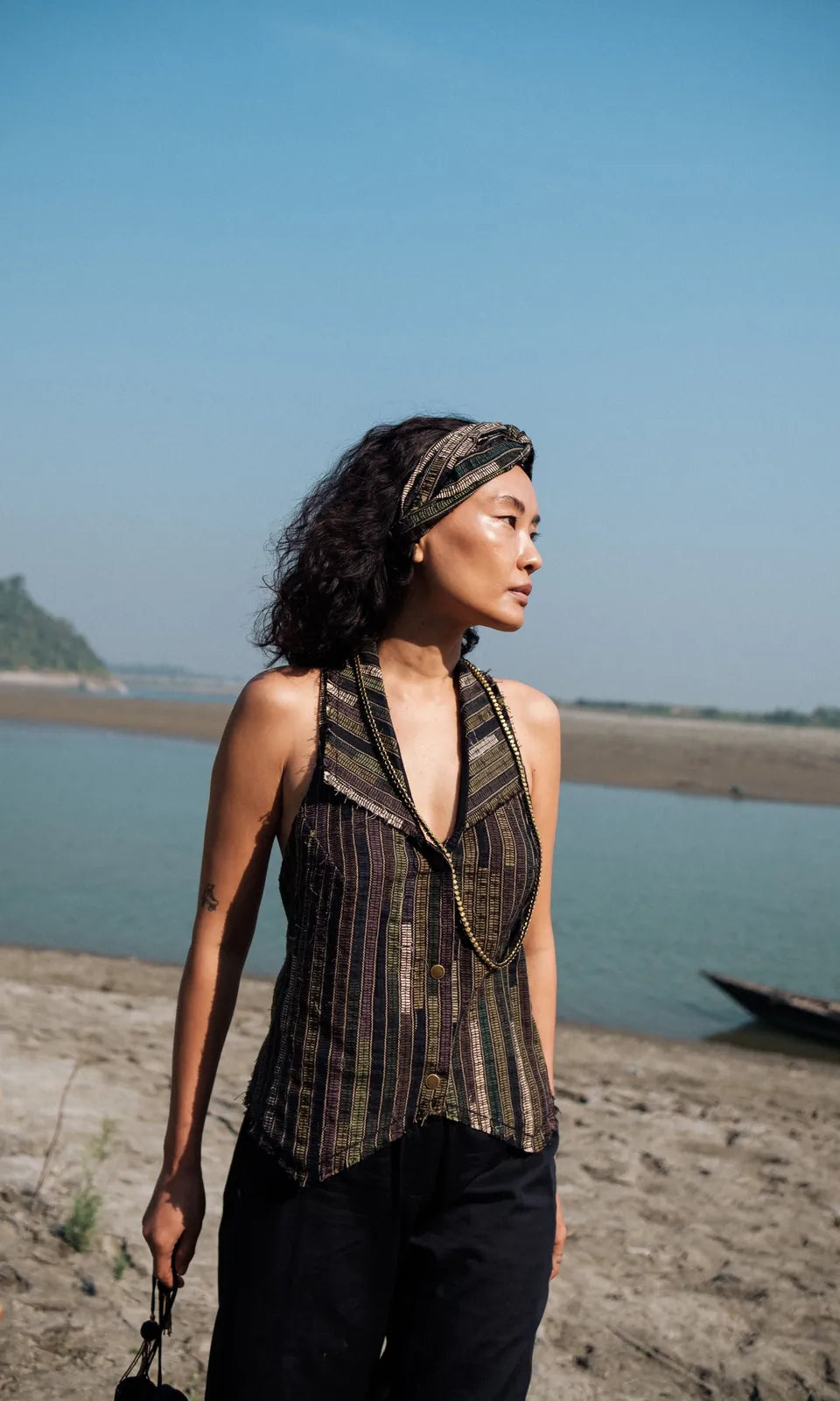 upcycled country vest - green, image 1