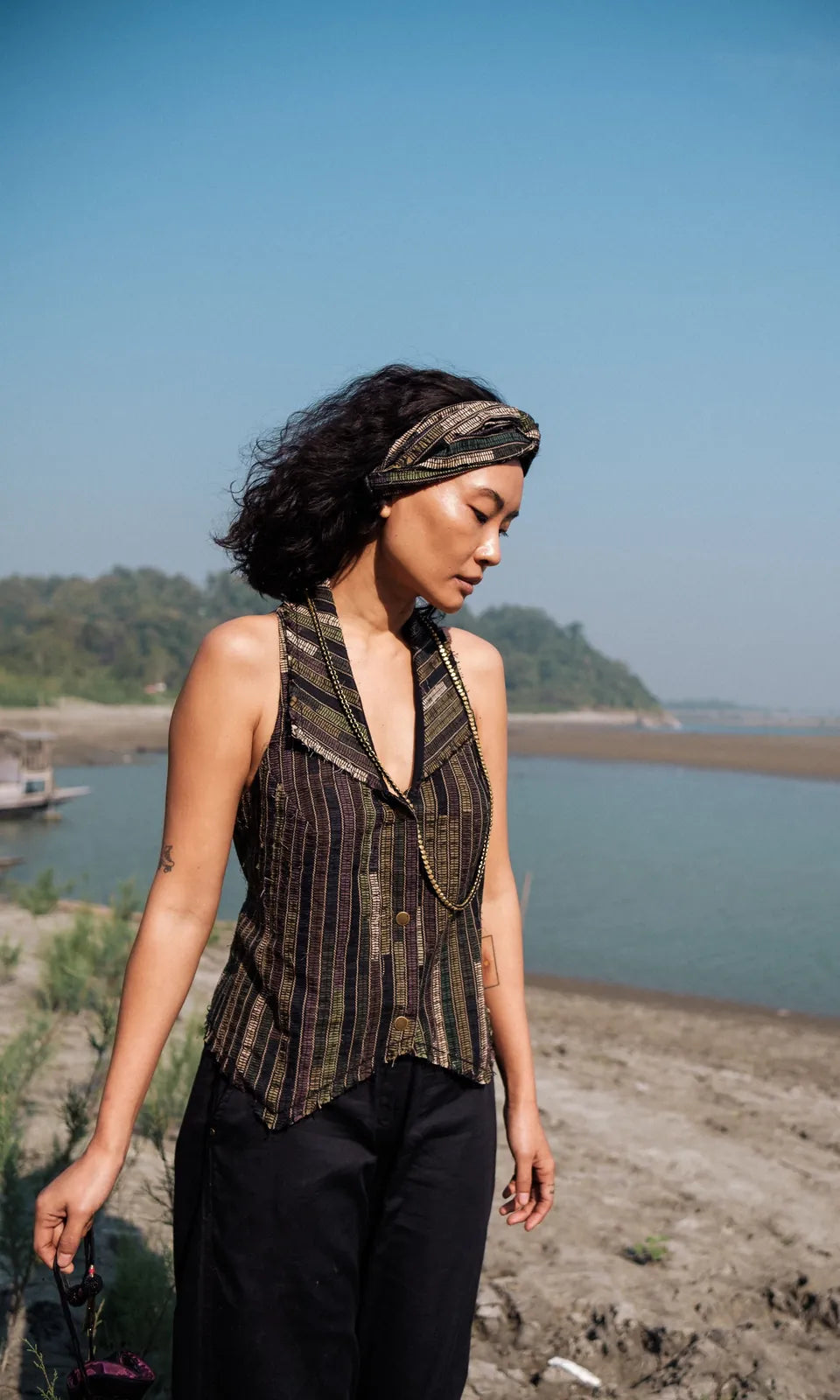 upcycled country vest - green, image 2