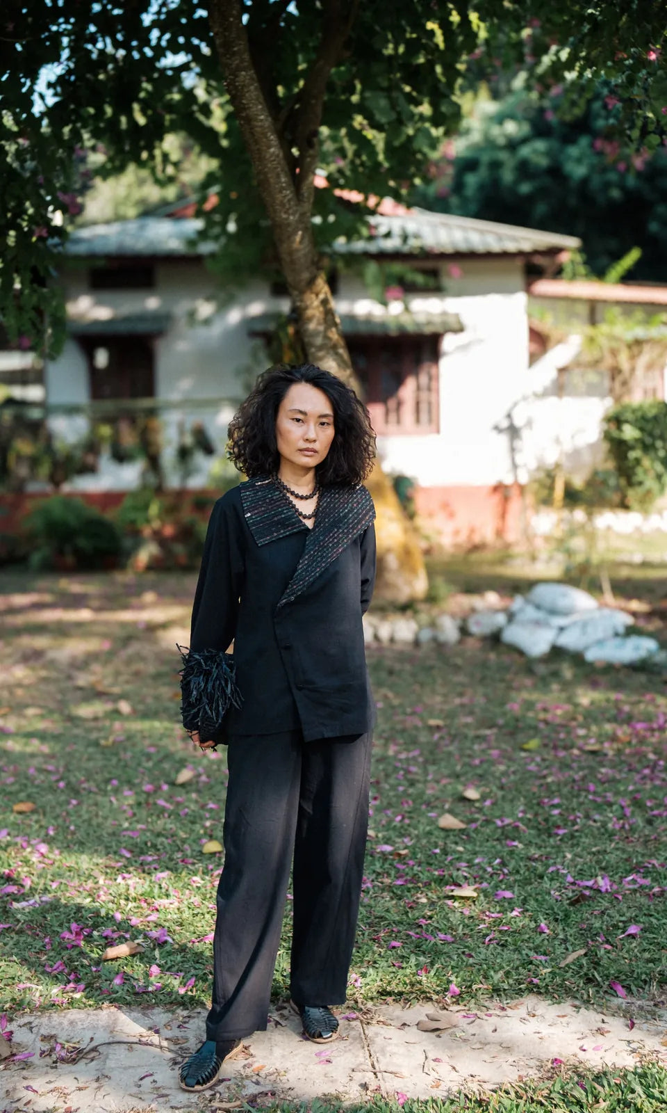 handwoven barrel pants - black, image 1
