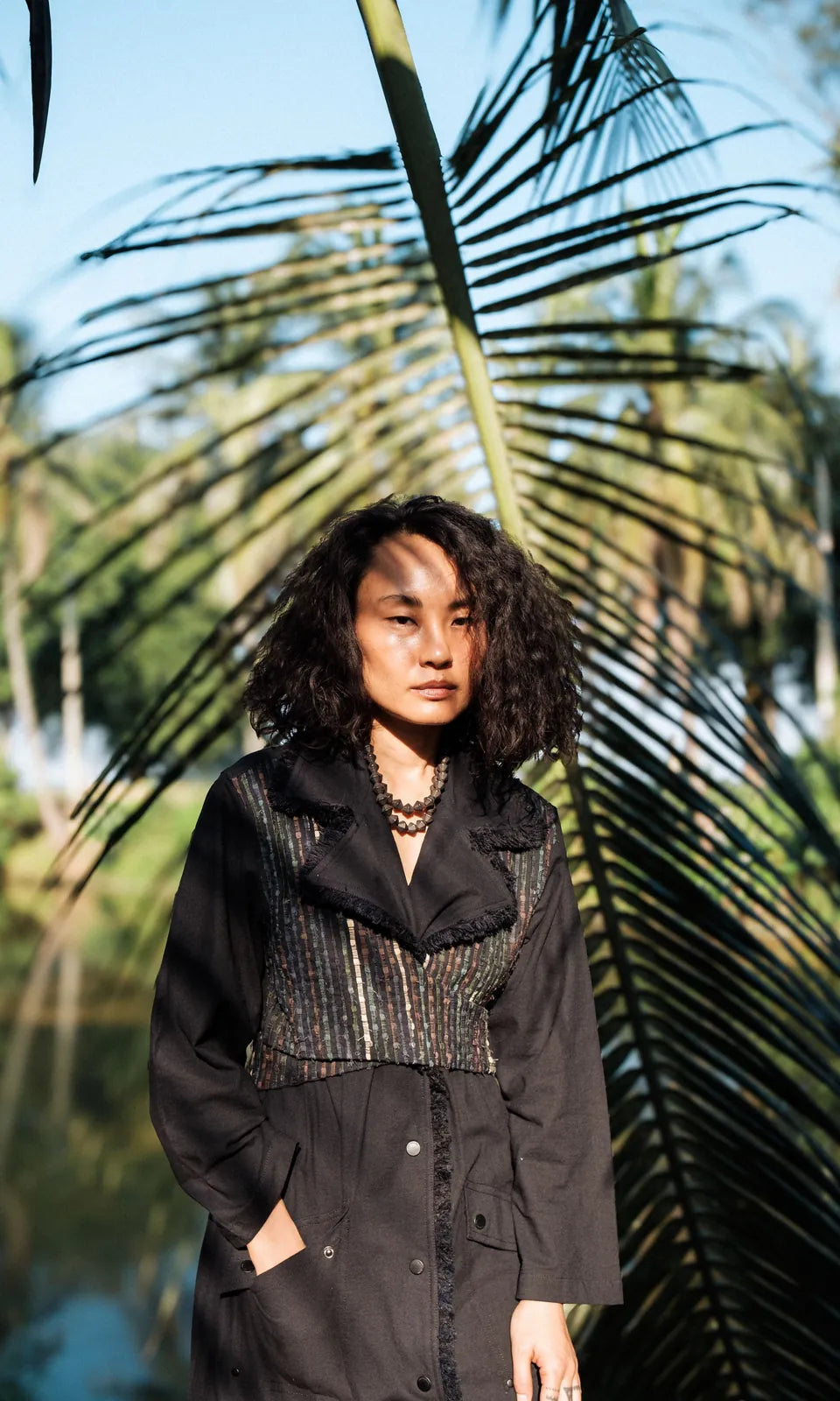 handwoven copenhagen trench - black green, image 5