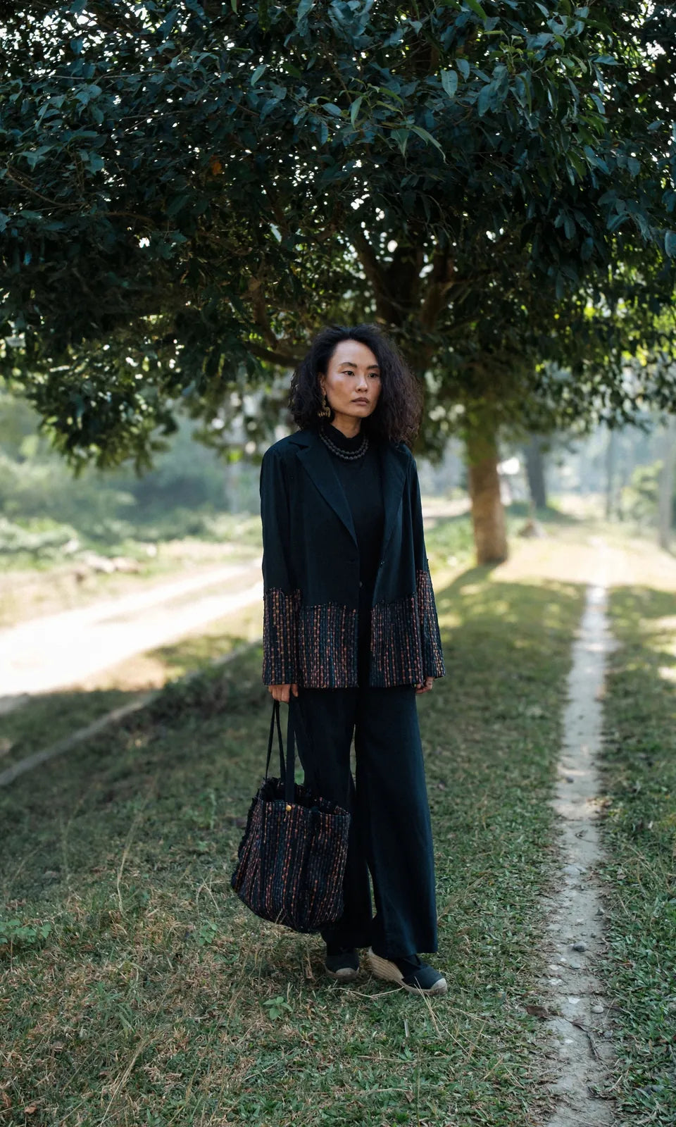 handwoven ying yang blazer - black copper, image 1