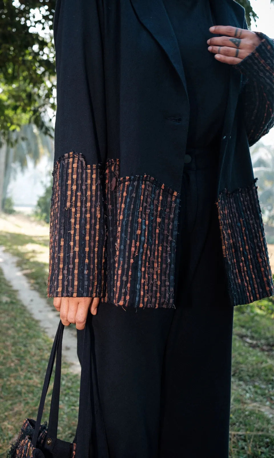 handwoven ying yang blazer - black copper, image 2