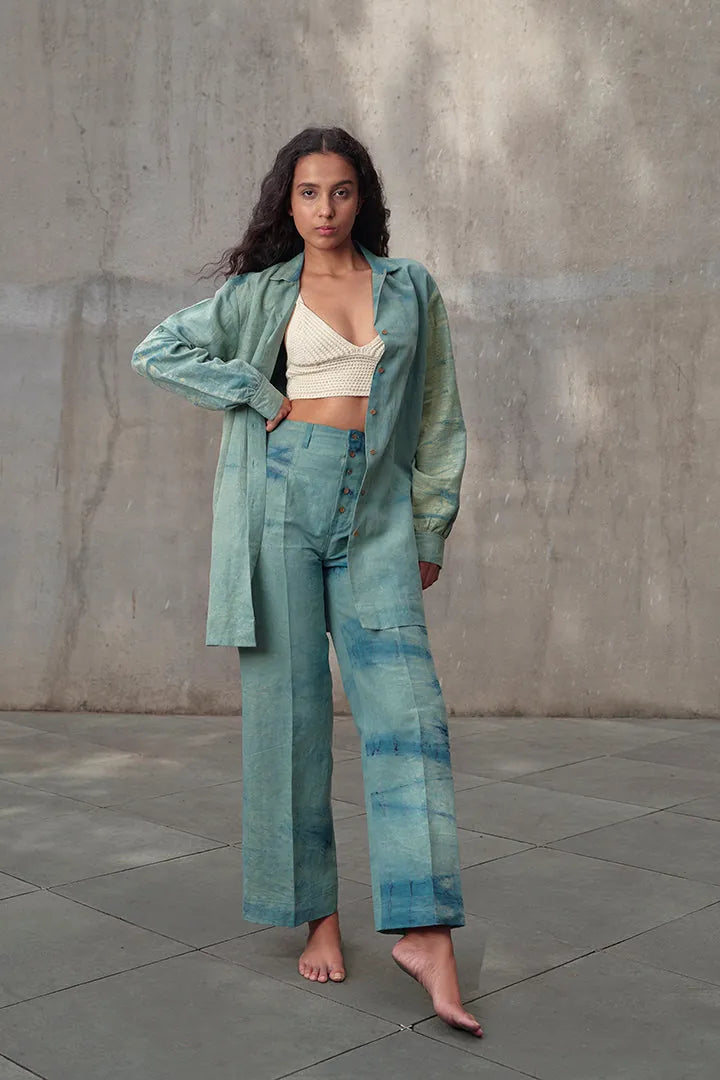 Waves Hemp Shirt Dress & Pants Co-ord Set