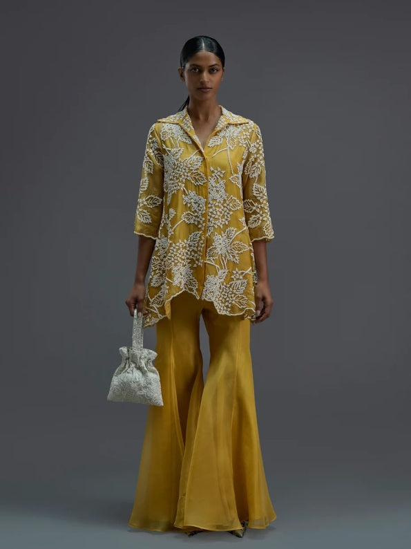 Saffron Hand Beaded Jacket Set